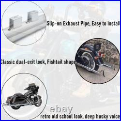 39 Fishtail Double échappement Slip On Silencieux pr Harley Touring FLHT 17-24 39 Fishtail Double échappement Slip On Silencieux pr Harley Touring FLHT 17-24