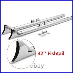 42 Fishtail Exhaust Pipe Slip On Mufflers Harley Touring Bagger Glide 1995-2016