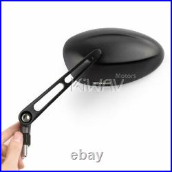 Oval black mirror aluminum 10mm 5/16 for motorcycle bobber touring