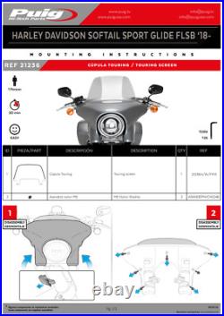 Puig Touring Pare-Brise OEM Carénage Dsmoke Harley Davidson Pour Sport Glide